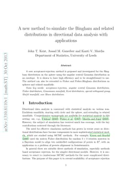 A new method to simulate the Bingham and related distributions in
  directional data analysis with applications