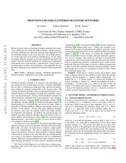 Diffusion LMS for clustered multitask networks
