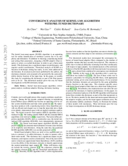 Convergence analysis of kernel LMS algorithm with pre-tuned dictionary