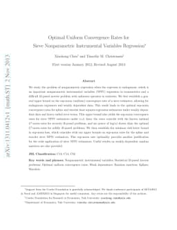 Optimal Uniform Convergence Rates for Sieve Nonparametric Instrumental
  Variables Regression