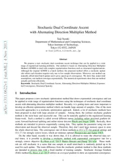 Stochastic Dual Coordinate Ascent with Alternating Direction Multiplier
  Method
