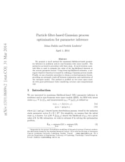 Particle filter-based Gaussian process optimisation for parameter
  inference
