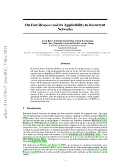 On Fast Dropout and its Applicability to Recurrent Networks