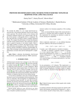 Phoneme discrimination using neurons with symmetric nonlinear response
  over a spectral range