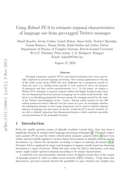 Using Robust PCA to estimate regional characteristics of language use
  from geo-tagged Twitter messages