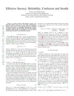 Effective Secrecy: Reliability, Confusion and Stealth