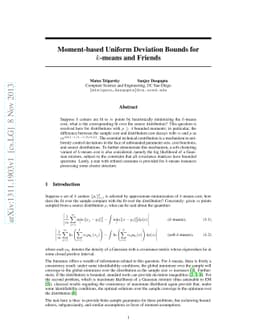 Moment-based Uniform Deviation Bounds for $k$-means and Friends