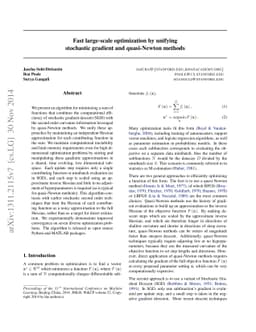 Fast large-scale optimization by unifying stochastic gradient and
  quasi-Newton methods