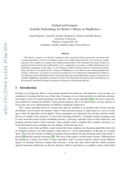 Embed and Conquer: Scalable Embeddings for Kernel k-Means on MapReduce