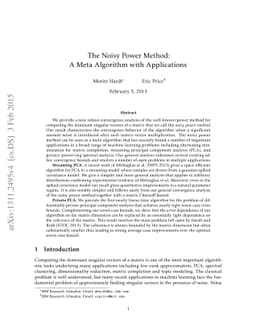 The Noisy Power Method: A Meta Algorithm with Applications