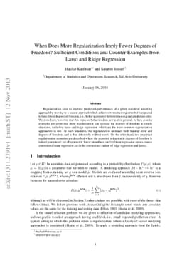 When Does More Regularization Imply Fewer Degrees of Freedom? Sufficient
  Conditions and Counter Examples from Lasso and Ridge Regression