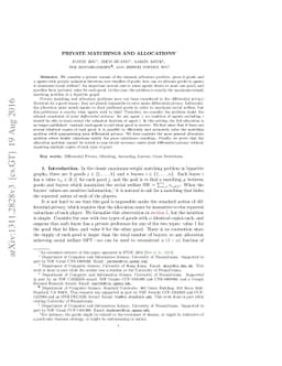 Private Matchings and Allocations