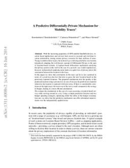 A Predictive Differentially-Private Mechanism for Mobility Traces