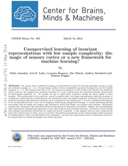 Unsupervised Learning of Invariant Representations in Hierarchical
  Architectures