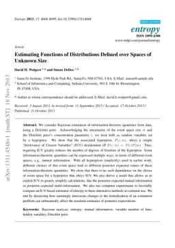 Estimating Functions of Distributions Defined over Spaces of Unknown
  Size