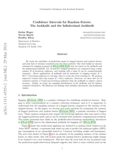 Confidence Intervals for Random Forests: The Jackknife and the
  Infinitesimal Jackknife