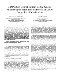3-D position estimation from inertial sensing: minimizing the error from
  the process of double integration of accelerations