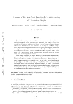 Analysis of Farthest Point Sampling for Approximating Geodesics in a
  Graph