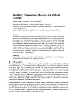 Complexity measurement of natural and artificial languages