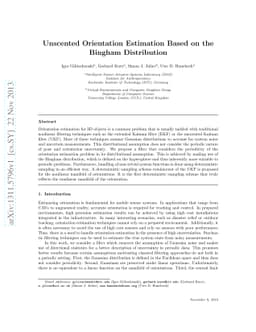 Unscented Orientation Estimation Based on the Bingham Distribution
