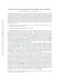 Robust Low-rank Tensor Recovery: Models and Algorithms