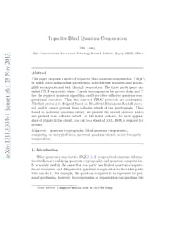 Tripartite Blind Quantum Computation
