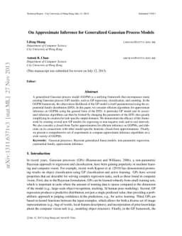 On Approximate Inference for Generalized Gaussian Process Models
