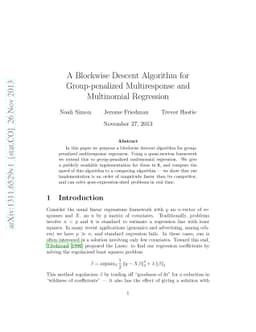 A Blockwise Descent Algorithm for Group-penalized Multiresponse and
  Multinomial Regression