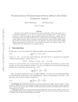 Practical Inexact Proximal Quasi-Newton Method with Global Complexity
  Analysis