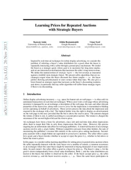 Learning Prices for Repeated Auctions with Strategic Buyers