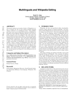 Multilinguals and Wikipedia Editing