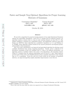 Faster and Sample Near-Optimal Algorithms for Proper Learning Mixtures
  of Gaussians
