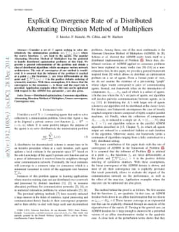 Explicit Convergence Rate of a Distributed Alternating Direction Method
  of Multipliers