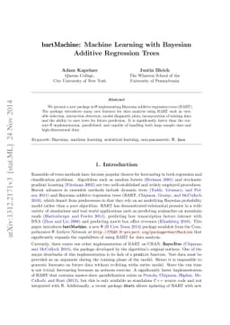 bartMachine: Machine Learning with Bayesian Additive Regression Trees