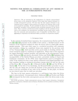 Testing for residual correlation of any order in the autoregressive
  process