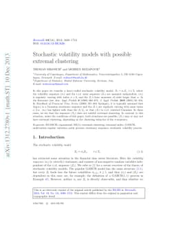 Stochastic volatility models with possible extremal clustering