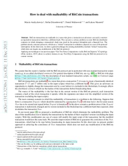 How to deal with malleability of BitCoin transactions