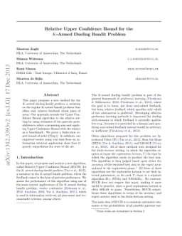 Relative Upper Confidence Bound for the K-Armed Dueling Bandit Problem
