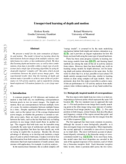 Unsupervised learning of depth and motion