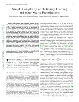 Sample Complexity of Dictionary Learning and other Matrix Factorizations