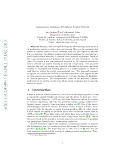 Autonomous Quantum Perceptron Neural Network