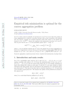 Empirical risk minimization is optimal for the convex aggregation
  problem