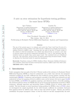 A note on error estimation for hypothesis testing problems for some
  linear SPDEs