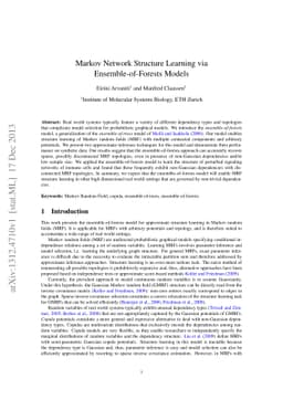 Markov Network Structure Learning via Ensemble-of-Forests Models