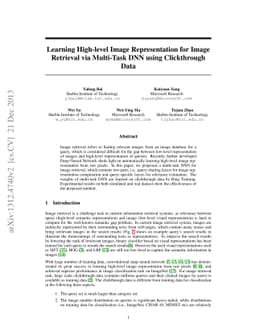 Learning High-level Image Representation for Image Retrieval via
  Multi-Task DNN using Clickthrough Data