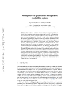 Mining Malware Specifications through Static Reachability Analysis