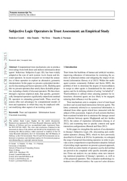 Subjective Logic Operators in Trust Assessment: an Empirical Study