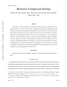 Recursive Compressed Sensing