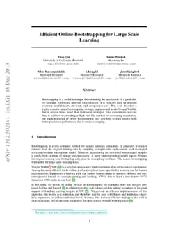 Efficient Online Bootstrapping for Large Scale Learning