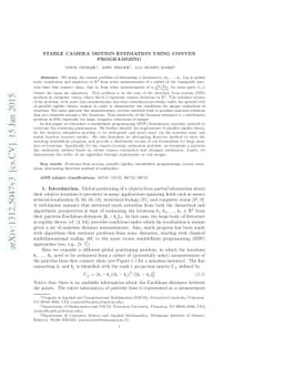 Stable Camera Motion Estimation Using Convex Programming